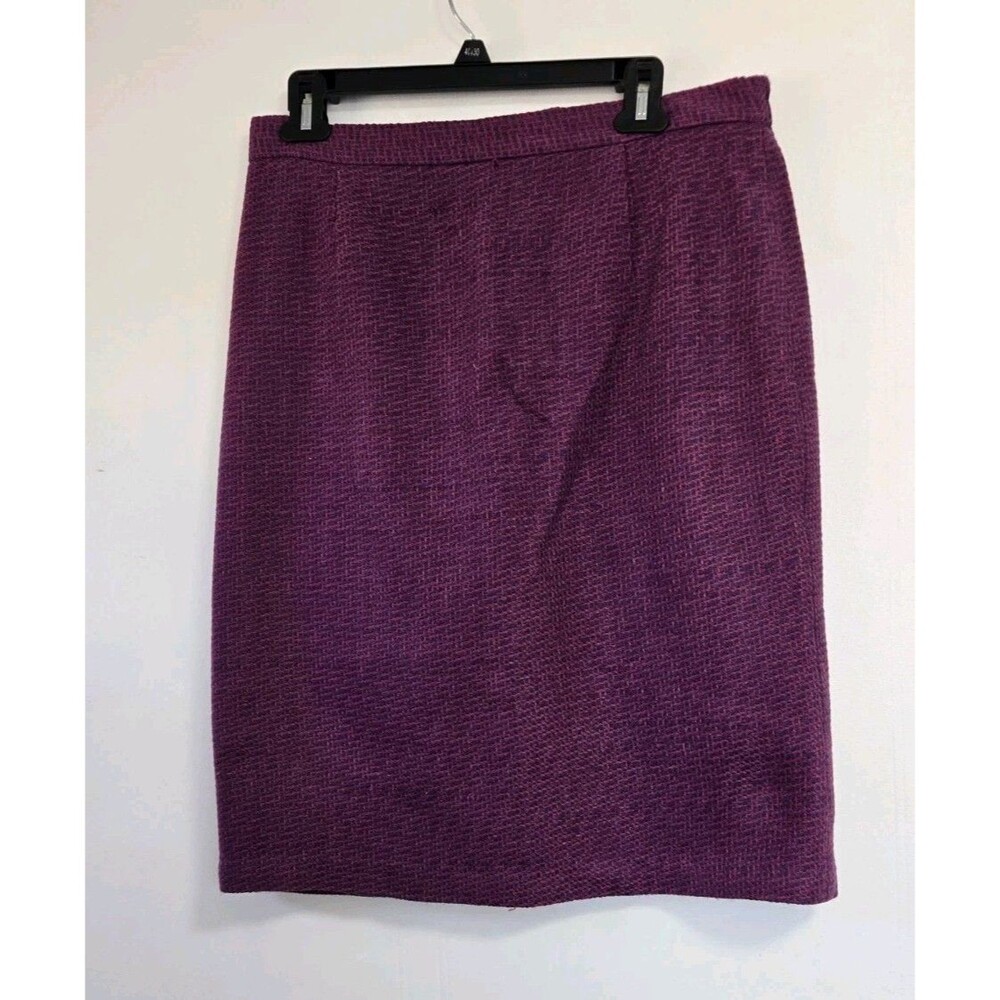 Vintage Midi Skirt Womens 12 Purple Silk Blend Tweed Business Career‎ Unique